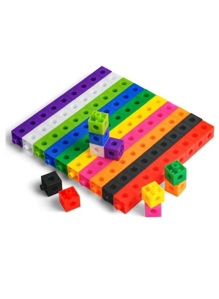 مكعبات الرياضيات من هوت أوت، 10 ألوان، قابلة للتفكيك والتجميع، تعليم السنوات المبكرة، العد للمدرسة، المنزل، حجم المكعب 2 سم، بلاستيك - Image 1